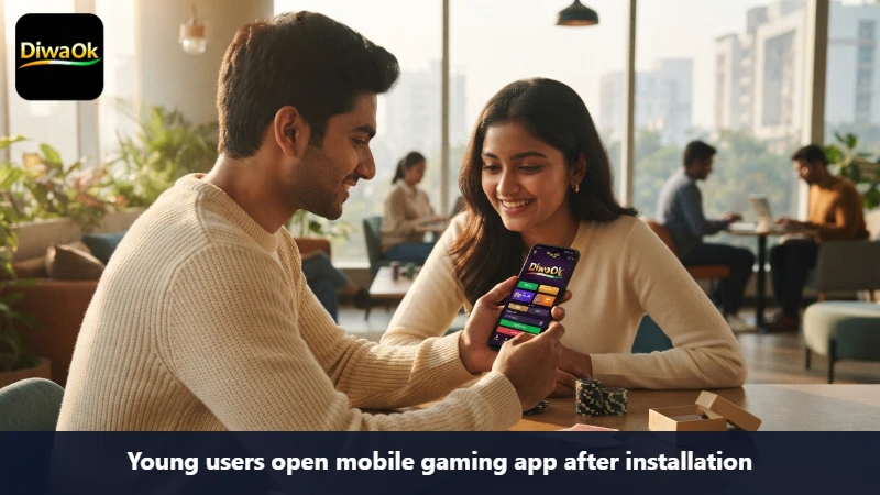 Young users open mobile gaming app after installation