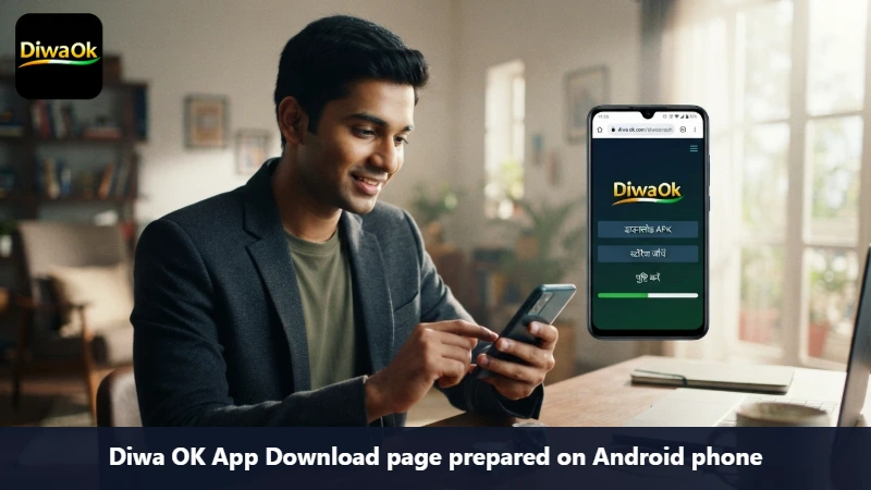 Diwa OK App Download page prepared on Android phone